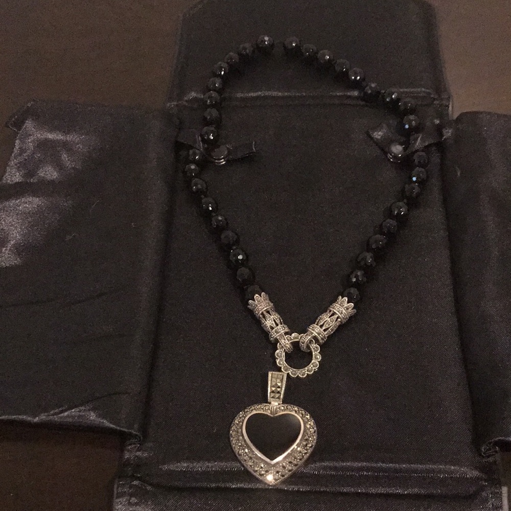 Onyx and silver necklace